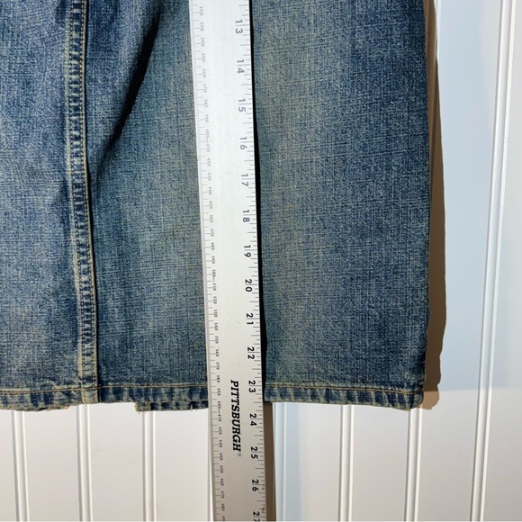 Y2K LEI Western Denim Skirt 7 | Lace-Up Front | Studded Belt | Vintage Boho Midi - Picture 7 of 8